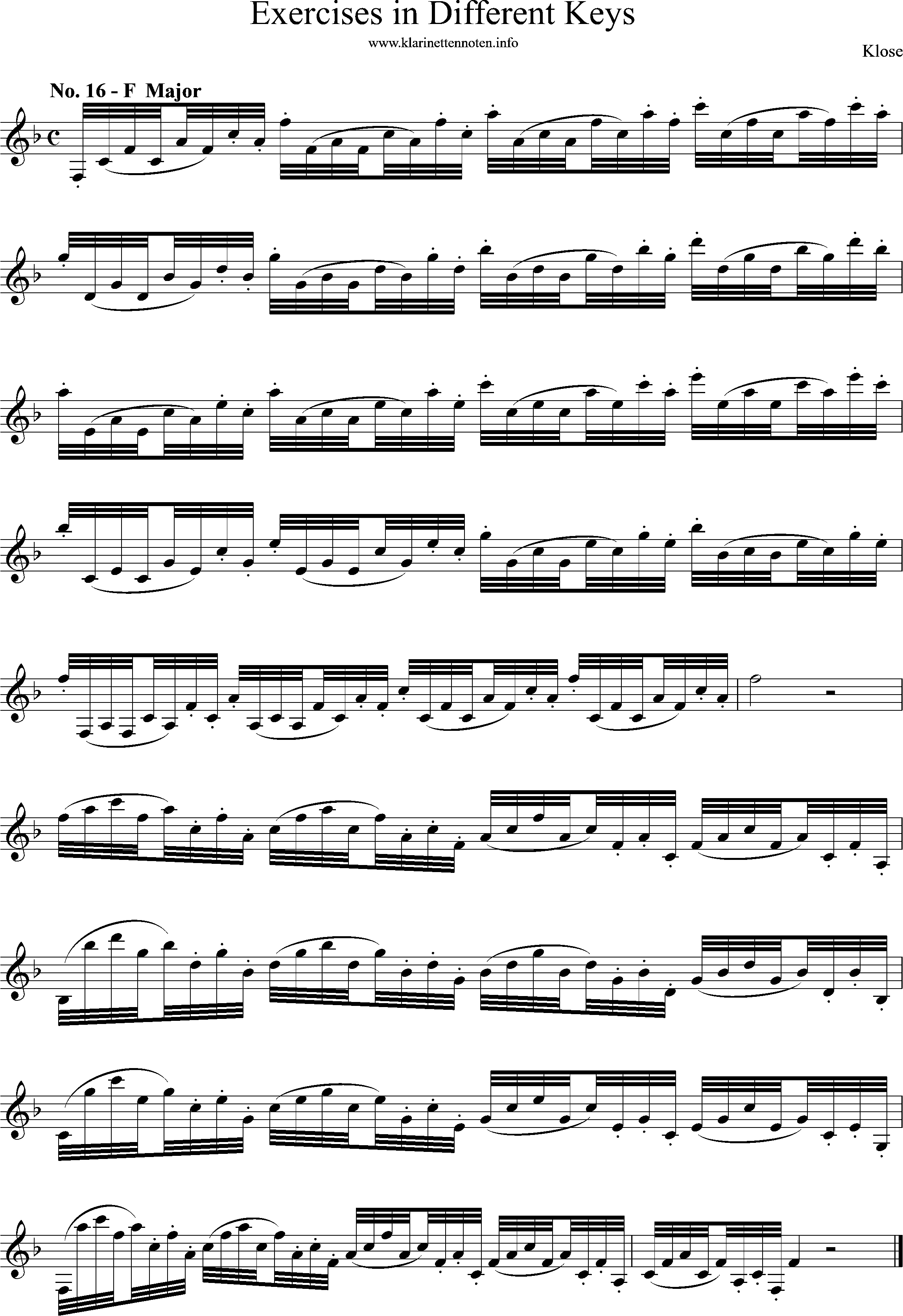 Exercises in Differewnt Keys, klose, No-16, F-Major